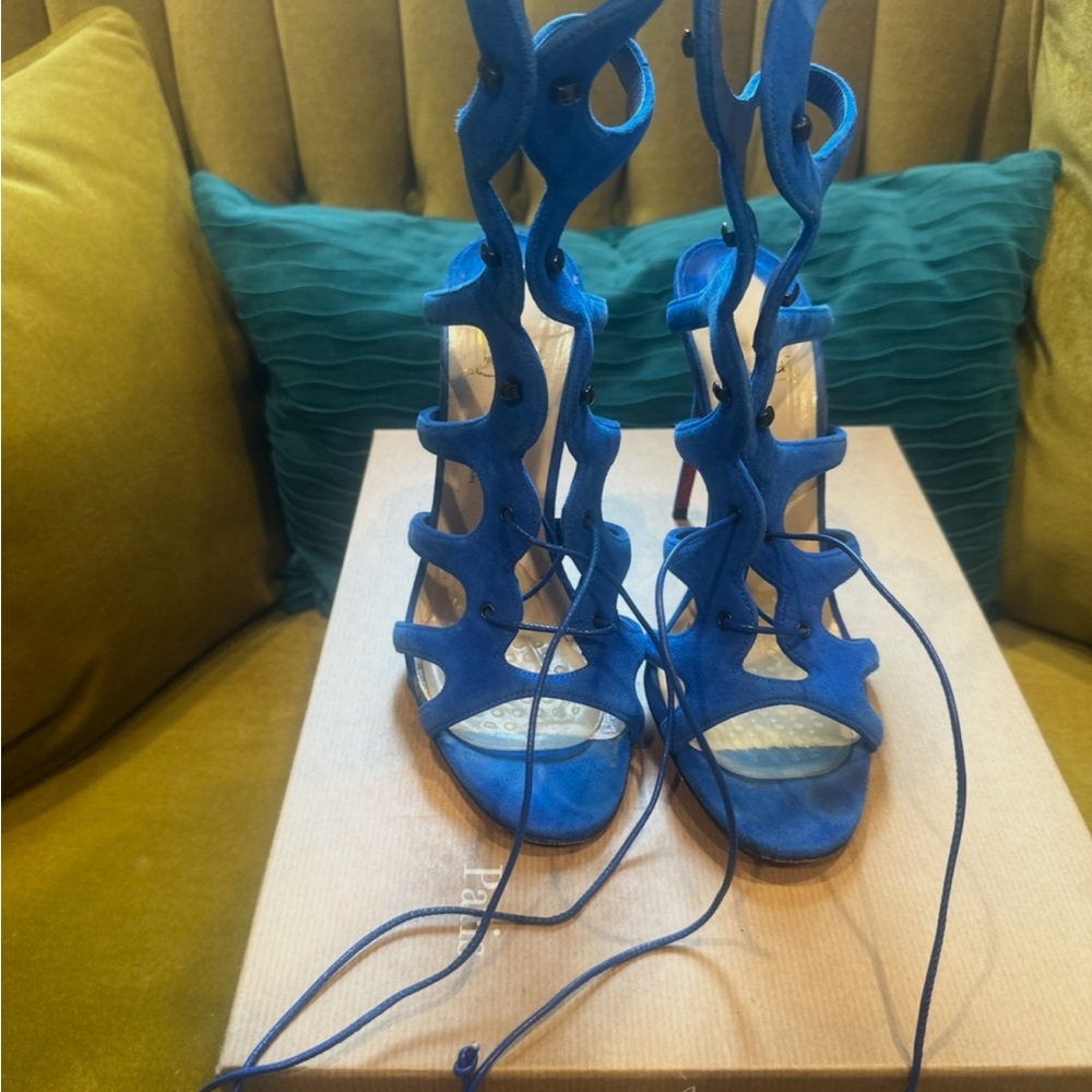 Christian Louboutin Vibrant Blue Strappy Heels